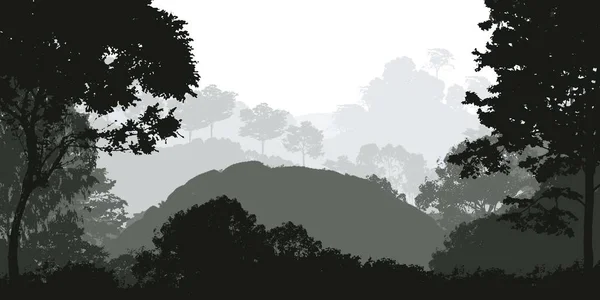 Natürliche Abstrakte Kulisse Mit Nebligen Wäldern Und Bergen — Stockfoto