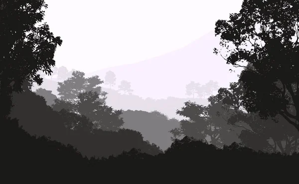 Sisli Ağaçlar Dağlar Ile Doğal Soyut Zemin — Stok fotoğraf