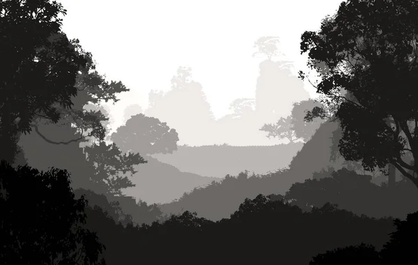 Fundo Abstrato Natural Com Florestas Nebulosas Montanhas — Fotografia de Stock