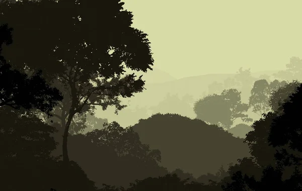 Sisli Ormanlık Dağlar Ile Doğal Soyut Arka Plan — Stok fotoğraf