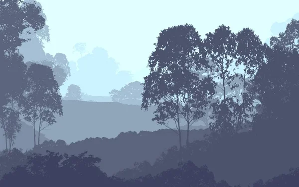 Természetes Absztrakt Háttér Ködös Hegyek Fák — Stock Fotó