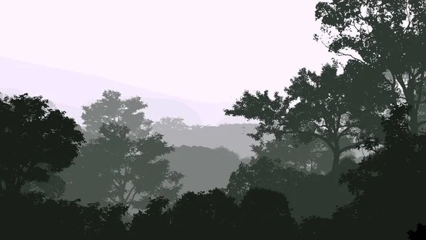 霧の山や木々と自然の抽象的な背景 — ストック写真