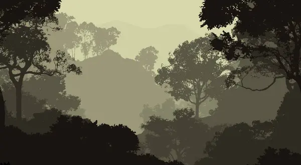 Fundo Abstrato Natural Com Montanhas Enevoadas Árvores — Fotografia de Stock