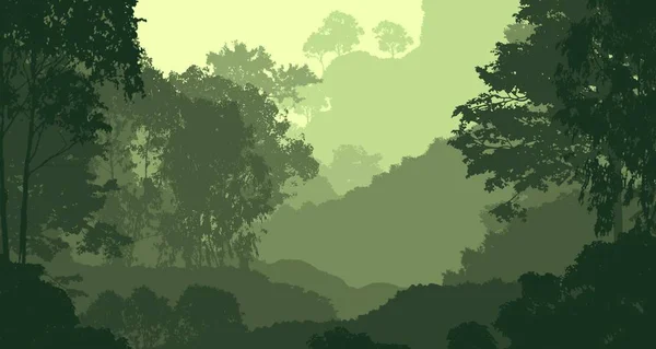 Природный Абстрактный Фон Туманными Горами Деревьями — стоковое фото