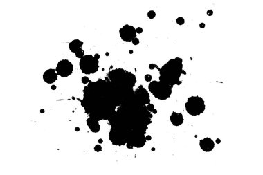 2d illüstrasyon. Siyah mürekkep sıçramaları. Parlak malzeme üzerine boya sıçradı. siyah ve beyaz nokta. 