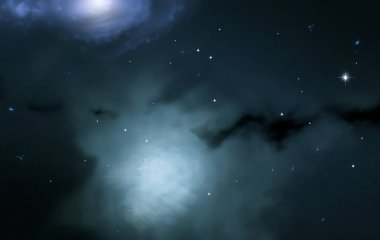 Evren yıldız ve gazla dolu. Uzak evren İllüstrasyon.  