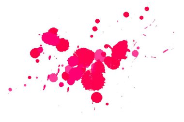 2d illüstrasyon. Renkli mürekkep sıçramaları. Parlak malzeme üzerine boya sıçradı. Çok renkli nokta. Beyaz kağıt üzerinde suluboya. 