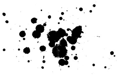 2d illüstrasyon. Siyah mürekkep sıçramaları. Parlak malzeme üzerine boya sıçradı. siyah ve beyaz nokta. 