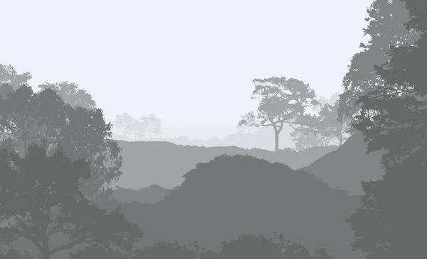 ヘイズの森の木と抽象的な創造的な背景 — ストック写真