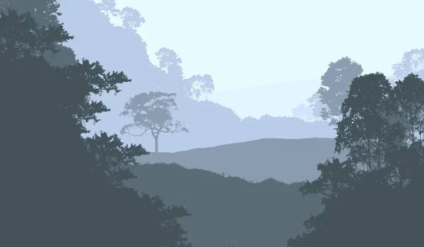 抽象创意背景与森林树木在阴霾 — 图库照片
