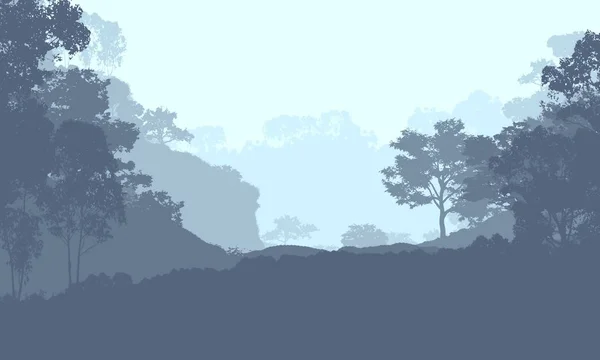 Abstracte Creatieve Achtergrond Met Bos Bomen Mist — Stockfoto