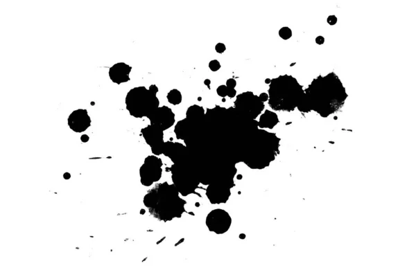 Illustration Black Ink Splashes Paint Splatters White Background — Stock Photo, Image