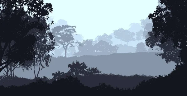 Abstrakte Kreative Kulisse Mit Waldbäumen Nebel — Stockfoto