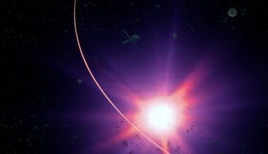 2d illüstrasyon. Gerçekçi yıldız deseni arka planı. Yıldızlararası uzayı boşaltın. Parlak yıldızlar yanıp söner, gezegenler, uydular. Çeşitli bilim kurgu yaratıcı fon. Uzay sanatı. Hayali kozmik fon.