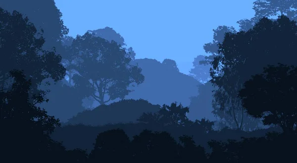 Abstracte Afgetekend Achtergrond Met Wazig Heuvels Bomen — Stockfoto