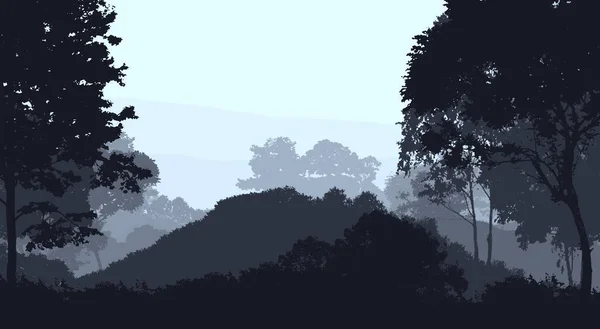 Abstract Silhouetted Background Hazy Hills Trees — Stock Photo, Image