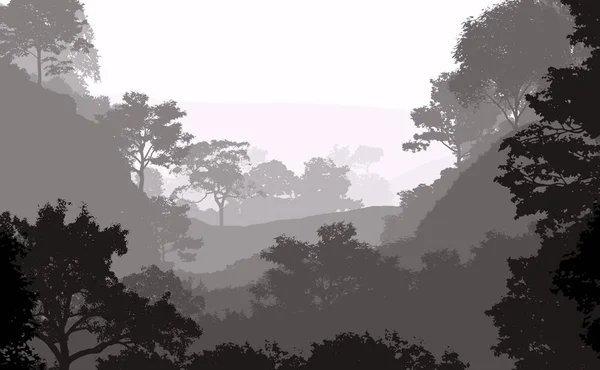 Abstract Silhouetted Background Hazy Hills Trees — Stock Photo, Image