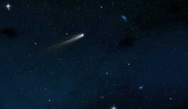 Evren yıldız ve gazla dolu. Uzak evren İllüstrasyon.  