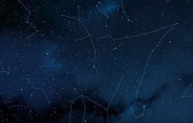 2d illüstrasyon. Gerçekçi yıldız deseni arka planı. Derin yıldızlararası uzay. Parlak yıldızlar, gezegenler ve uydular. Çeşitli bilim kurgu yaratıcı fon. Uzay sanatı. Hayali kozmik fon.