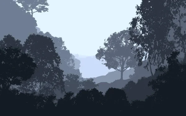 Abstract Silhouetted Backdrop Misty Hills Woods — Stock Photo, Image