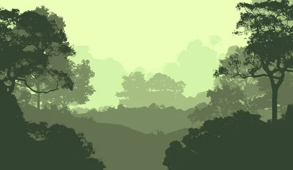 Абстрактний Силуетний Фон Туманними Пагорбами Лісами — стокове фото