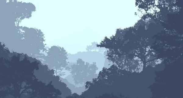 Abstract Silhouetted Backdrop Misty Hills Woods — Stock Photo, Image