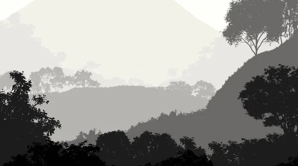 Абстрактний Силуетний Фон Деревами Вкритими Туманом Туманом — стокове фото