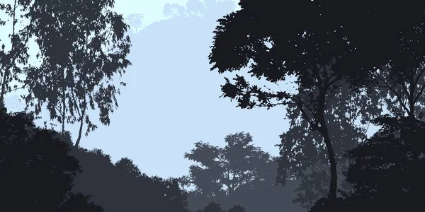 Абстрактный Силуэт Фона Деревьями Покрытыми Туманом Туманом — стоковое фото