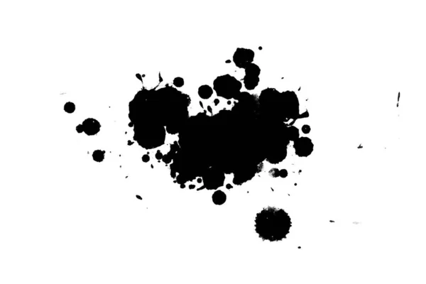 Abbildung Schwarze Tinte Spritzt Farbspritzer Auf Weißem Hintergrund — Stockfoto