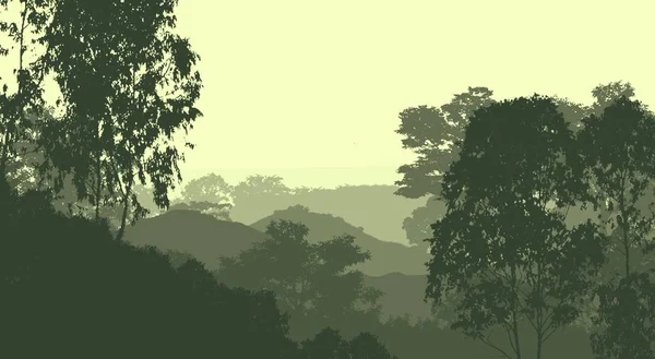 Abstracte Afgetekend Achtergrond Met Bomen Bedekt Met Mist Nevel — Stockfoto