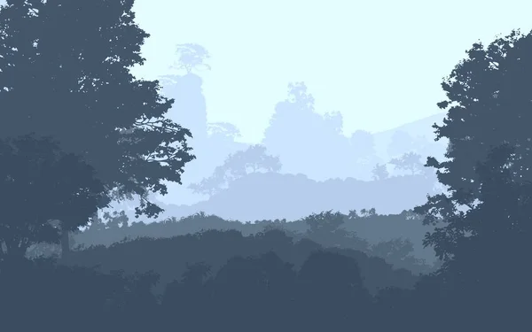 Αφηρημένη Σιλουέτες Βουνά Φόντο Δέντρα Που Καλύπτονται Ομίχλη Και Ομίχλη — Φωτογραφία Αρχείου