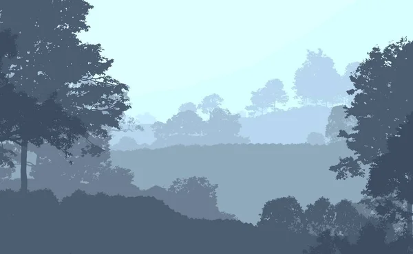 Abstrakte Berge Hintergrund Mit Bäumen Dunst Bedeckt — Stockfoto