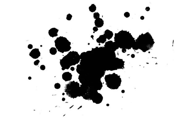 Illustration Black Ink Splashes Paint Splatters White Background — Stock Photo, Image