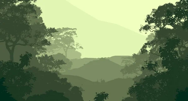 Αφηρημένο Βουνά Φόντο Δέντρα Καλυμμένα Ομίχλη — Φωτογραφία Αρχείου
