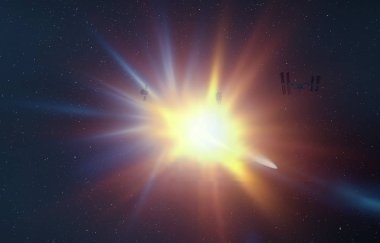 parlaklık ile renkli soyut gökyüzü arka plan