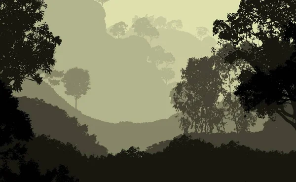 Abstrakter Hintergrund Mit Nebligen Waldbäumen — Stockfoto