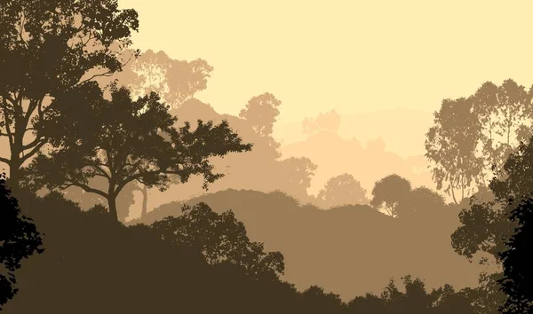 抽象自然背景与朦胧的森林树木 — 图库照片