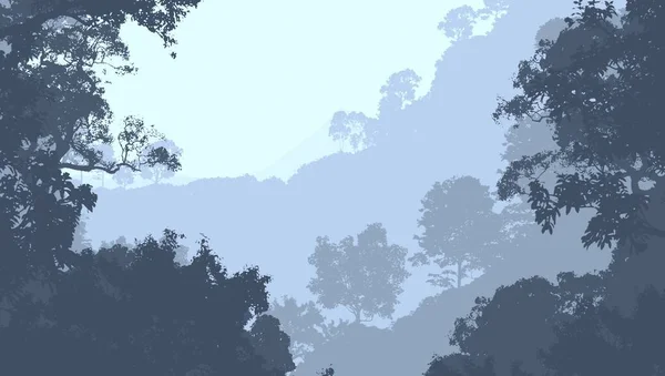 Abstrato Natureza Fundo Com Árvores Florestais Nebulosas — Fotografia de Stock