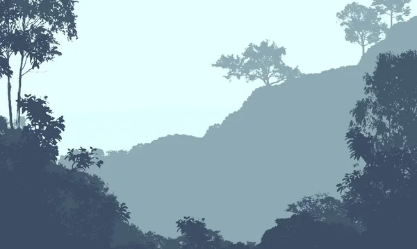 Absztrakt Természet Háttér Ködös Erdei Fák — Stock Fotó
