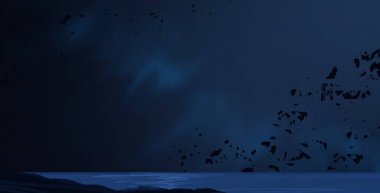 2d illüstrasyon. Gerçekçi yıldız deseni arka planı. Derin yıldızlararası uzay. Parlak yıldızlar yanıp söner, gezegenler, uydular. Çeşitli bilim kurgu yaratıcı fon. Uzay sanatı. Hayali kozmik fon.