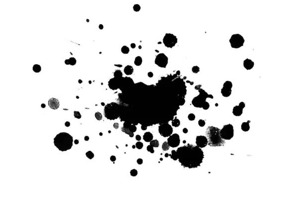 Illustration Black Ink Splashes Paint Splatters White Background — Stock Photo, Image