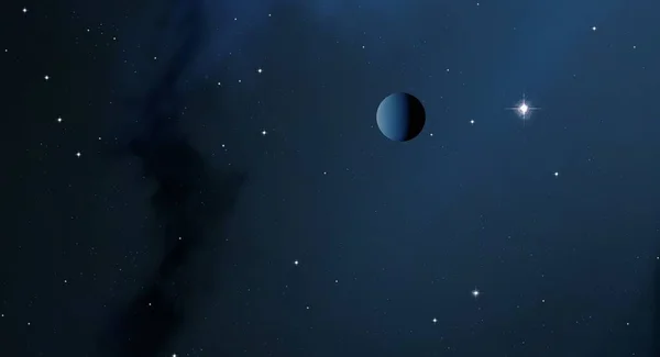 Çizim Derin Geniş Uzay Parlak Yıldızlar Gezegenler Uydular Çeşitli Bilim — Stok fotoğraf