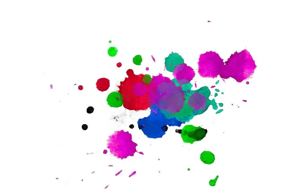 Illusztráció Színes Tinta Fröccsenés Paint Splatters Fényes Anyagból Több Színű — Stock Fotó