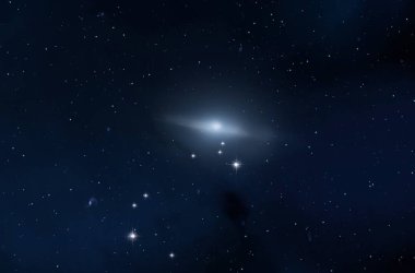 Derin uzay yıldız alanı. Evren yıldızlarla ve gazla dolu. çok uzak bir evren çizimi.  