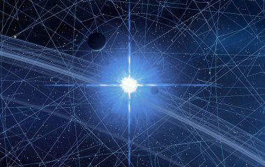 2d illüstrasyon. Gerçekçi yıldız deseni arka planı. Yıldızlararası uzayı boşaltın. Parlak yıldızlar yanıp söner, gezegenler, uydular. Çeşitli bilim kurgu yaratıcı fon. Uzay sanatı. Hayali kozmik fon.