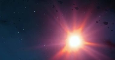 2D çizim. Derin geniş uzay. Parlak yıldızlar, gezegenler, uydular. Çeşitli bilim kurgu yaratıcı arka planlar. Uzay sanatı. Uzaylı güneş sistemleri. Uzaktan. Gerçekçi arka plan derin evren.