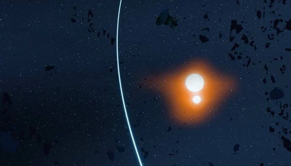 Ілюстрація Глибокий Великий Простір Яскраві Зірки Планети Місяці Різні Науково — стокове фото