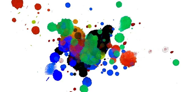 Illusztráció Színes Tinta Fröccsenés Paint Splatters Fényes Anyagból Több Színű — Stock Fotó