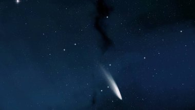 Evren yıldız ve gazla dolu. Uzak evren İllüstrasyon.  