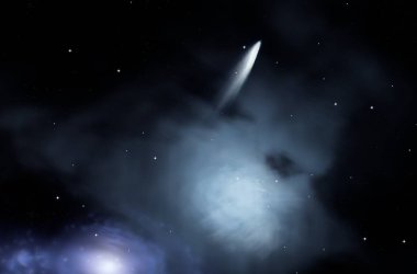 Evren yıldız ve gazla dolu. Uzak evren İllüstrasyon.  